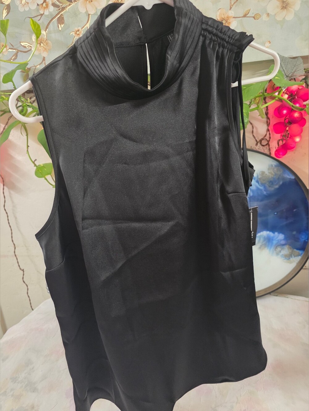 I.N.C Black Sleeveless Mock Neck Women's Top